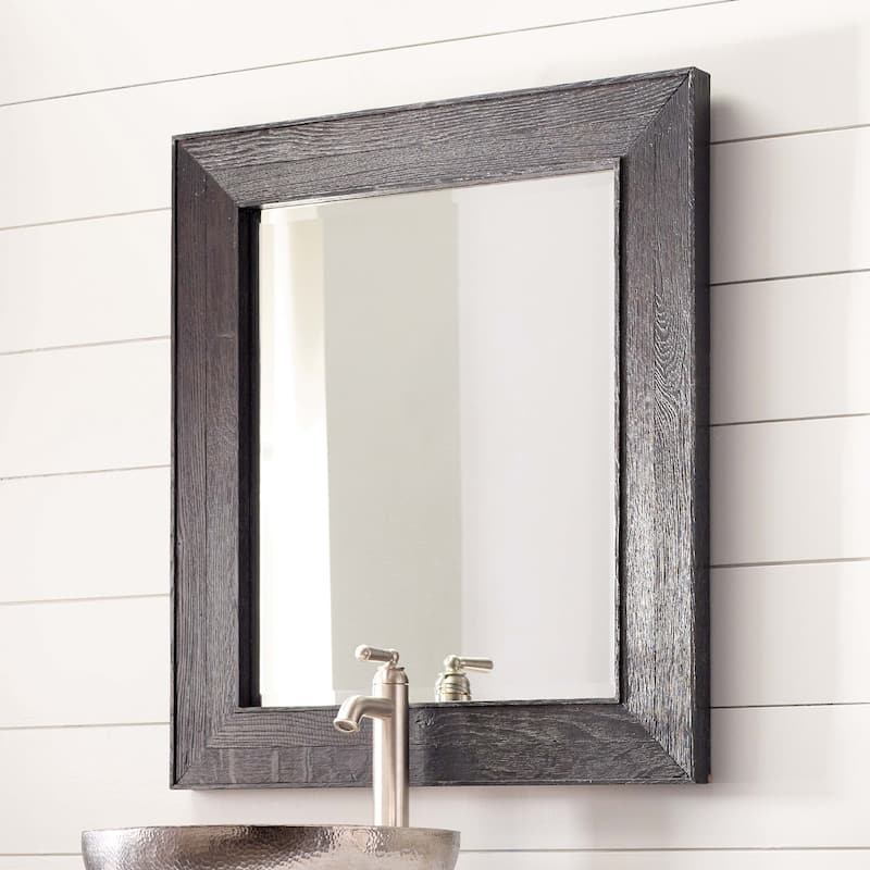 Vintner's Reclaimed Wood Rectangular Wall Mirror - 29 x 33 x 1.5 - Noir