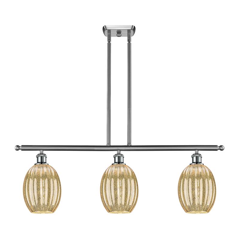 Innovations Lighting Endless Possibilities Ballston - Preston - 3 Light 36" Bulb Shade Stem Hung Island Light - Mercury/Brushed Satin Nickel
