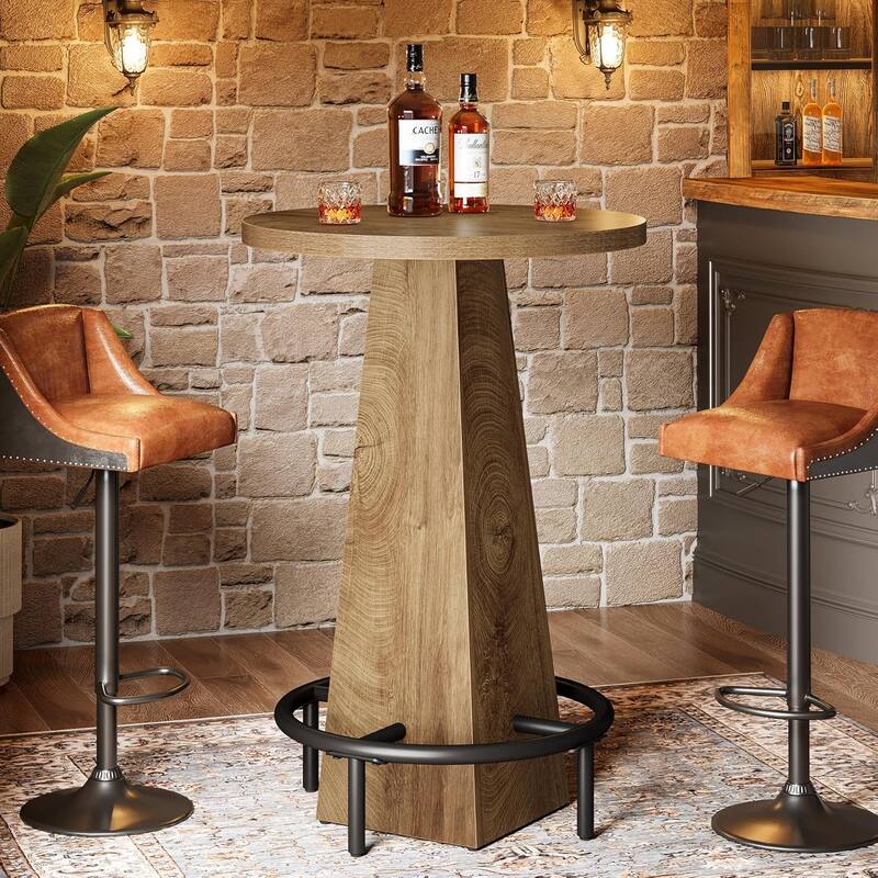 Small Bar Table, 37.4" High Round Pub Table (Only Table)