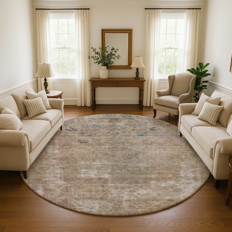 Premium Washable Super Soft Vintage Traditional Mayfield Rug - Beige - 8' x 8'
