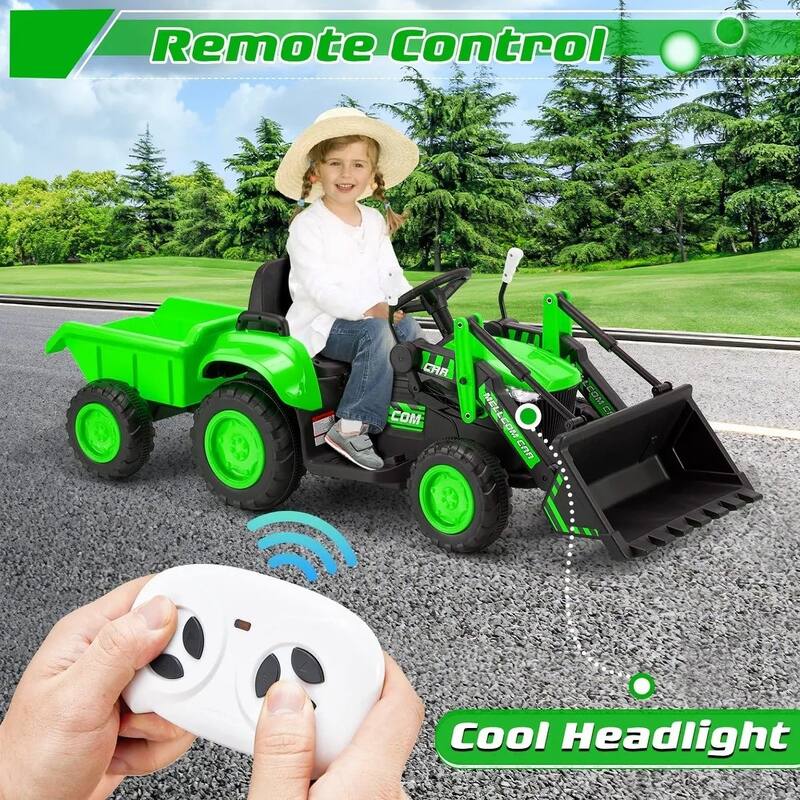 EROMMY Remote-Controlled Electric Ride-On Excavator with Horn, Lights, Music Player, and Safety Belt
