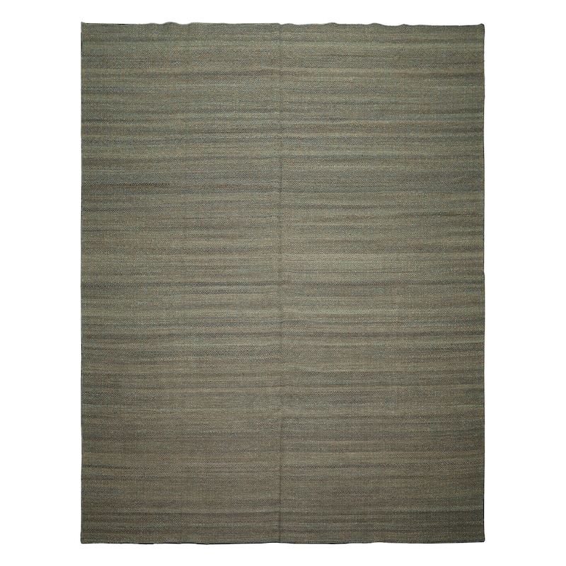 8x10 Hand Woven Flatweave Wool Teal Boho Modern & Contemporary Kilim Rug - 8' x 10' - 8' x 10'