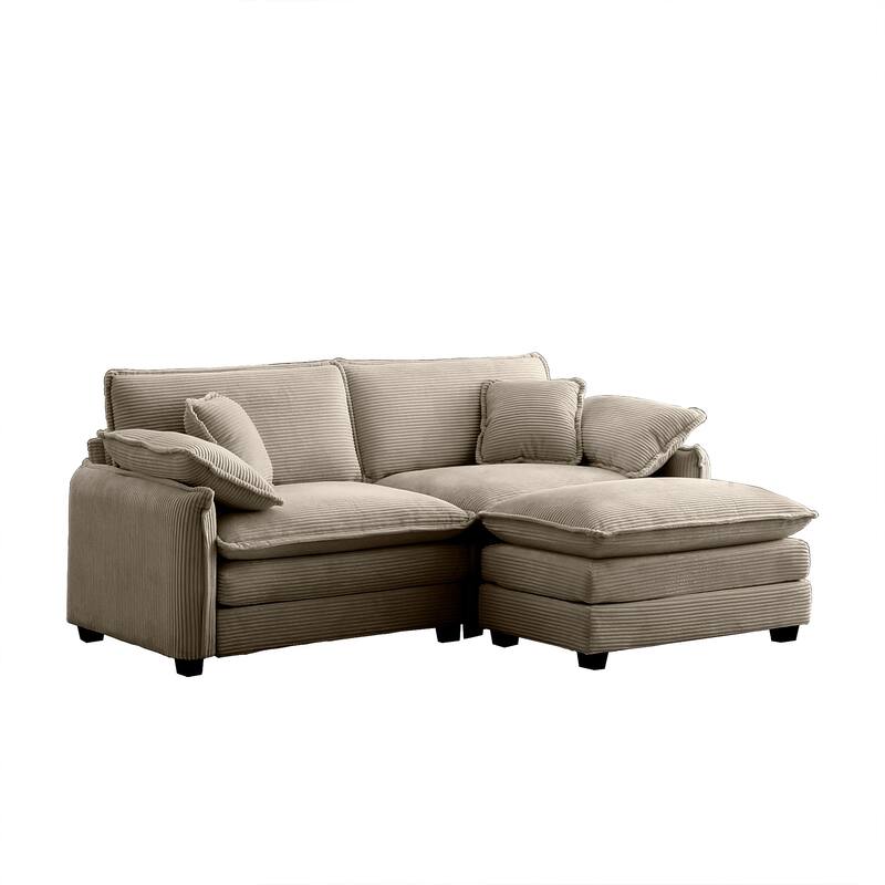 Corduroy Modular Flexible Combinations Sofa Set with Ottoman