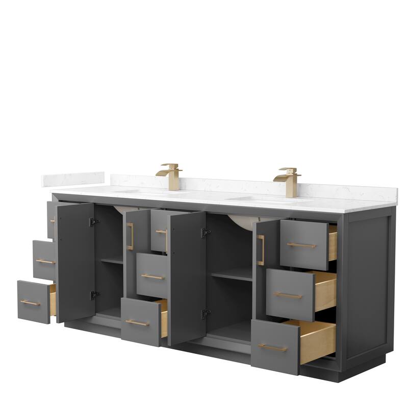 Strada 84-Inch Double Vanity Set, Cultured Marble Top