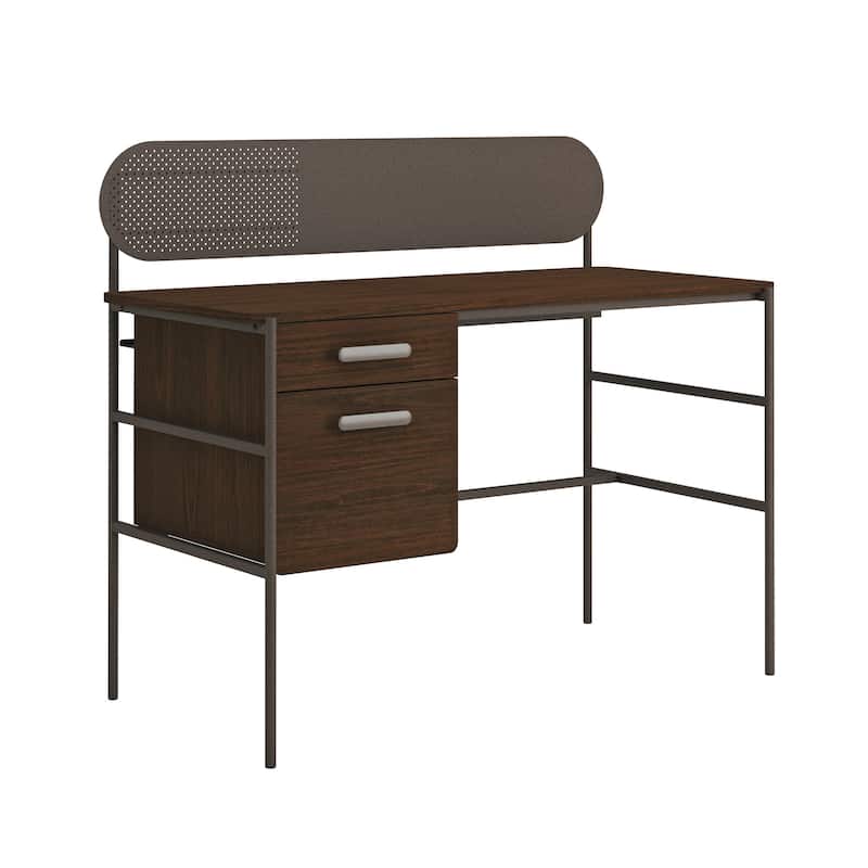 Wood Desk with interlock drawers, Brown