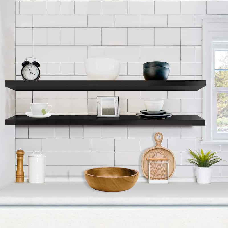 Sorbus Floating Shelves for Wall - 55 Inch Extra-Long Bathroom Shelves - Mounted Floating Shelf with Hidden Brackets (2 Pack)