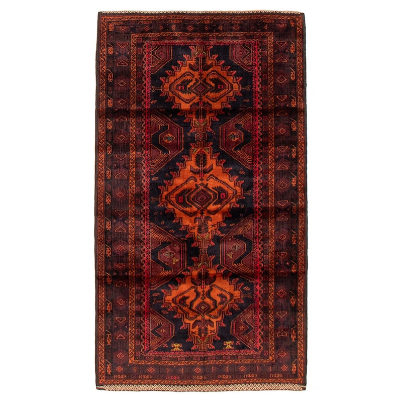 Teimani Black, Orange Rug 3'7" x 6'4" - 3'7 x 6'4 - Black/ Orange - 3'7 x 6'4