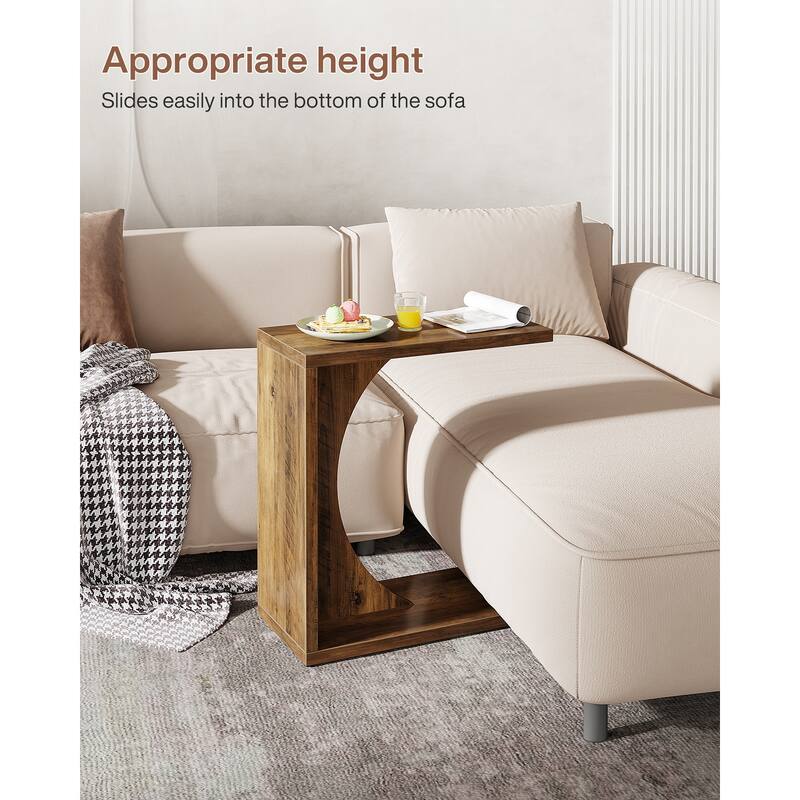 Wood 2-Tier C-Shaped ChairSide End Couch Table (Set of 2)