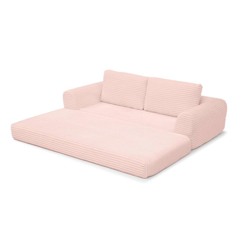 2-in-1 Folding Convertible Sofa Bed, Modern Corduroy Sleeper Couch