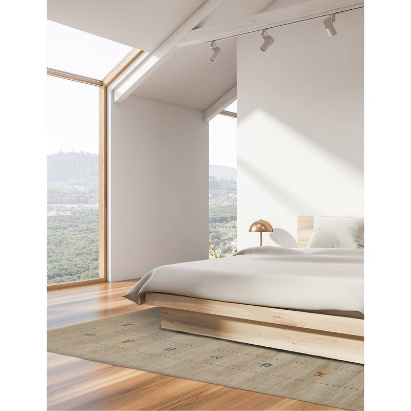 ECARPETGALLERY Hand Loomed Kashkuli Gabbeh Grey Wool Rug - 5'2 x 7'11