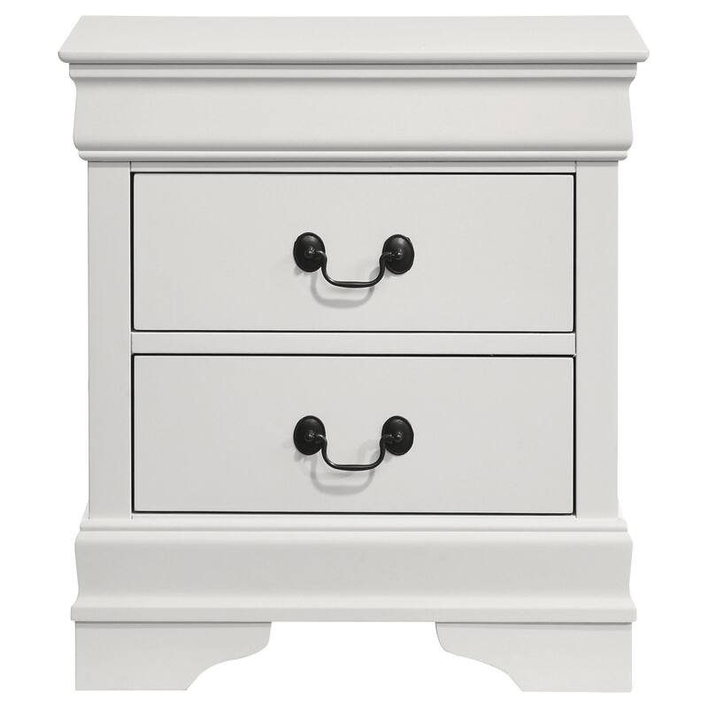 Nim Nightstand, 2 Storage Drawers, 24 Inch, Classic White Molded Trim