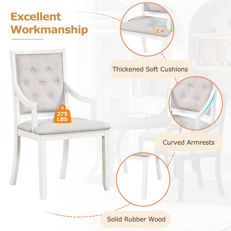 5-Piece Dining Set Extendable Round Dining Table and 4 Upholstered Back Chairs for Kitchen Dining Room