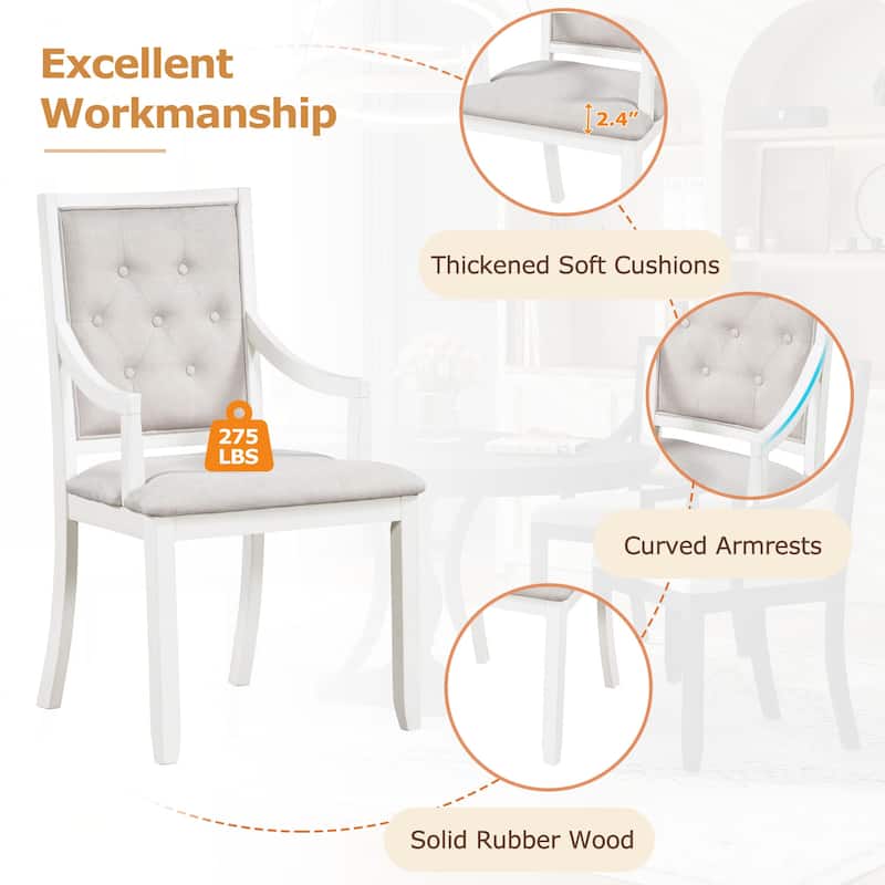 Retro Dining Table and Chairs 5-piece Set, Retractable Round Table with 4 upholstered Chairs, Kitchen Dining Room Coffee Table