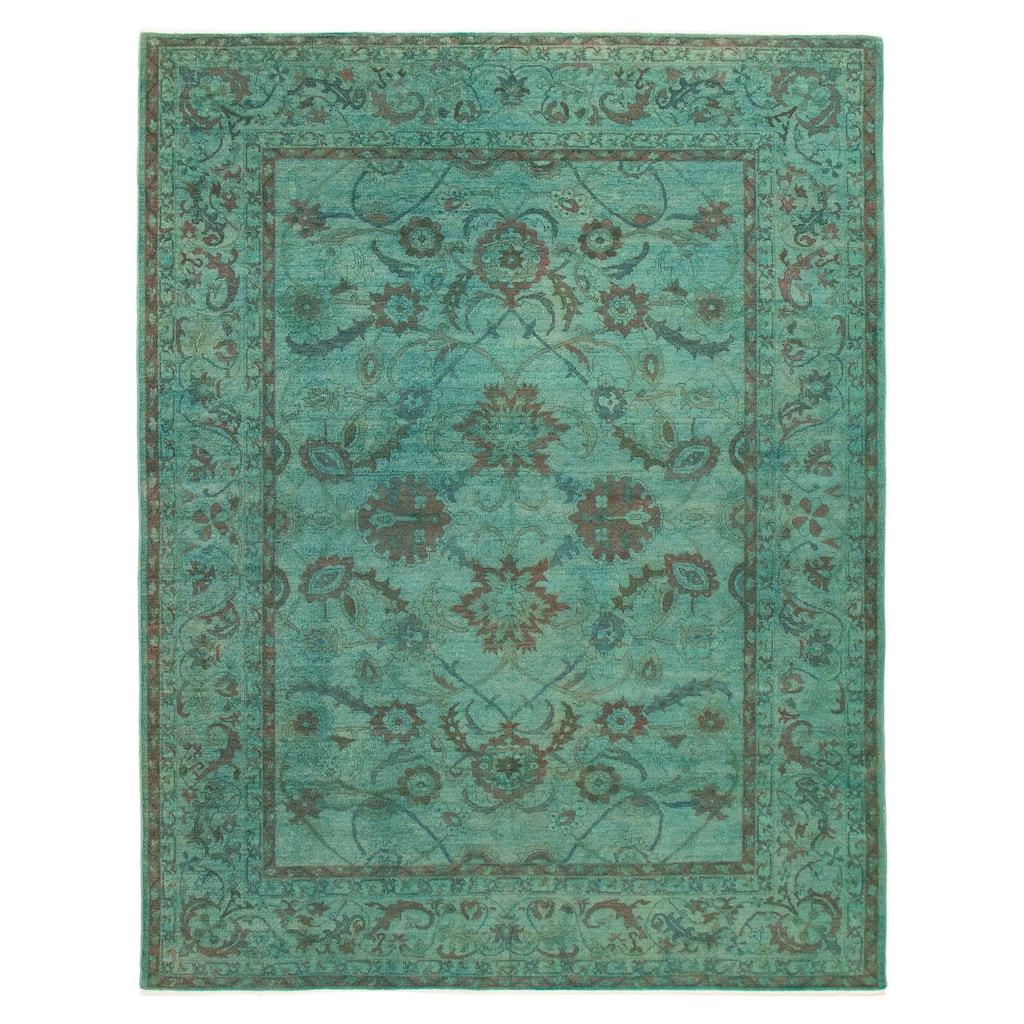 ECARPETGALLERY Hand-knotted Vibrance Teal Wool Rug - 9'0 x 11'7