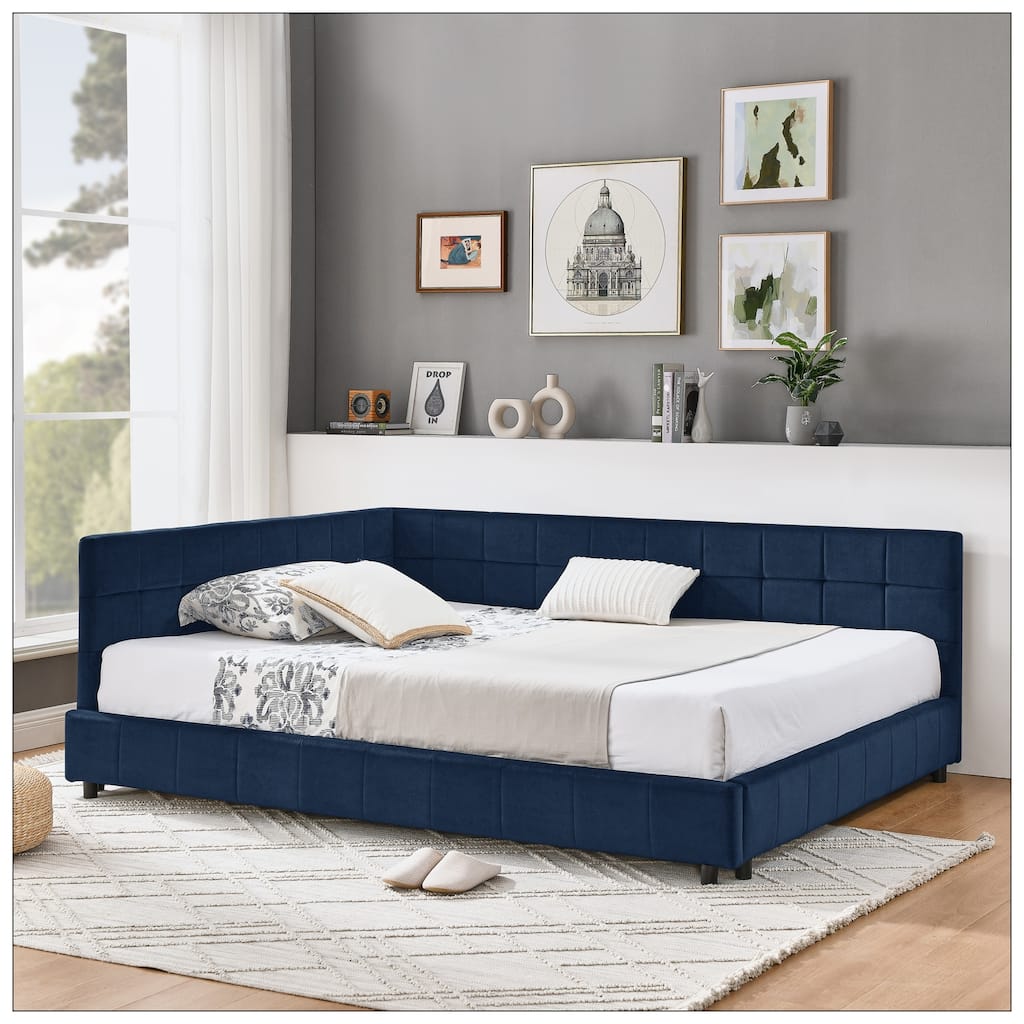 Full Size Upholstered Tufted Bed Frame for Bedroom