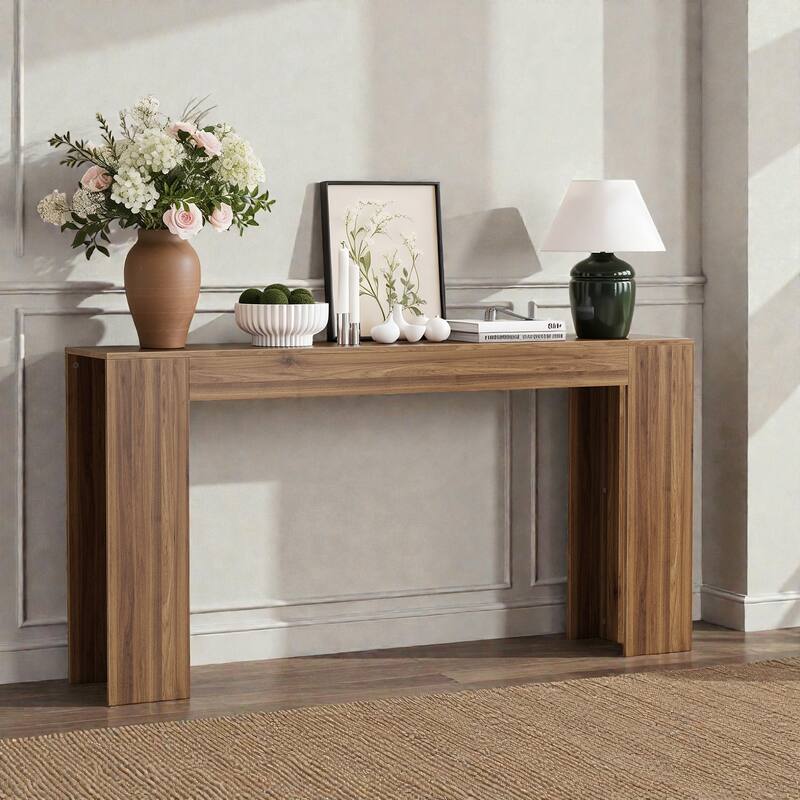 63 Inch Extra-Long Farmhouse Entryway Console Table, Narrow Sofa Table Behind Couch for Hallway, Living Room & Foyer