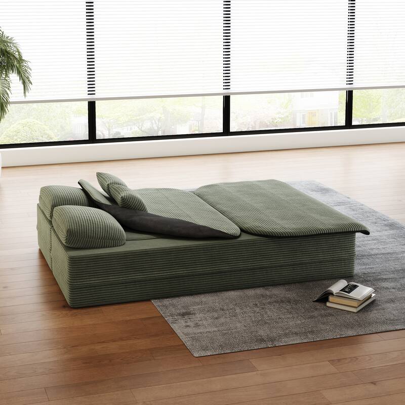 75''2-in-1 Foldable Sofa,Convertible Sleeper Foam Sofa Bed with Multi Functional Blanket, Floor Sofa Lounge Sofa