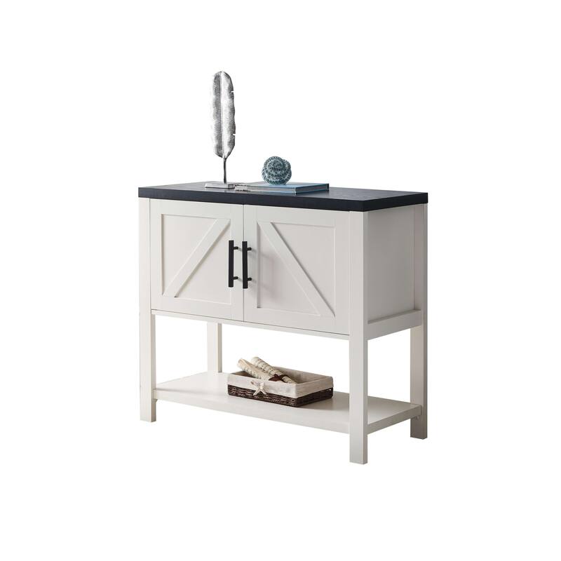 2-Door Modern Console Table, Buffet Storage Cabinet, Black/White