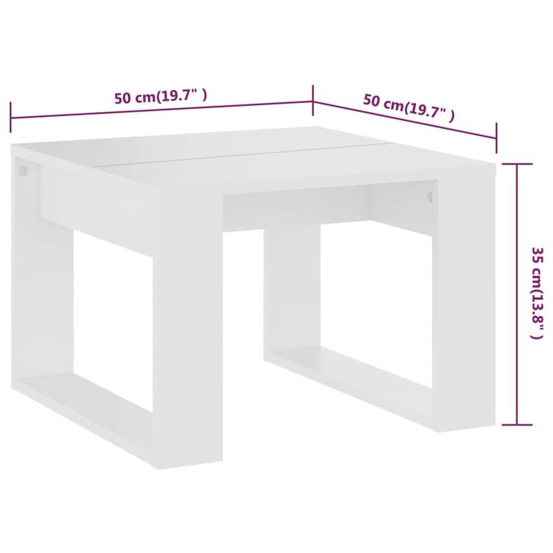 vidaXL Side Table White Engineered Wood 19.7x19.7x13.8 in Simple - 19.7 x 19.7 x 13.8 in