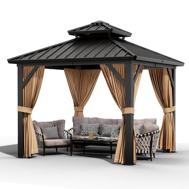 10X10FT,10X12FT,10X13FT,12X14FT,12X20FT Outdoor Galvanised Steel Hardtop Gazebo