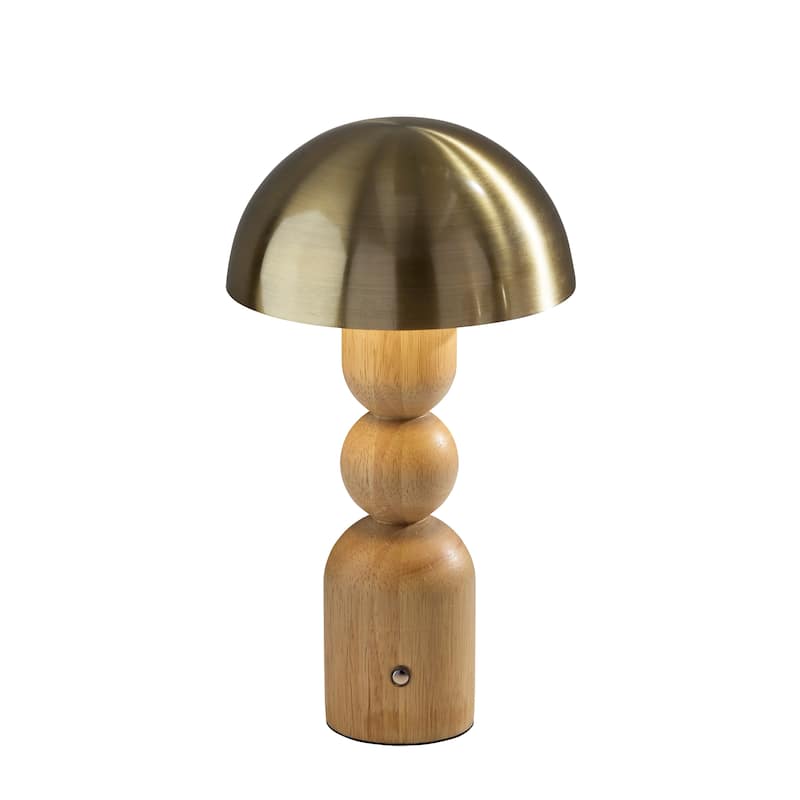 Connie LED Cordless Table Lamp - Natural & Antique Brass
