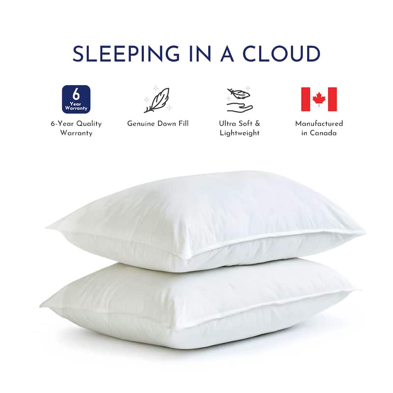 Highland Feather 650 Loft European White Down Pillow 233 TC Cotton Casing
