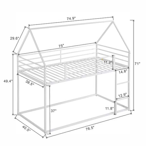 dimension image slide 0 of 2, House Bunk Bed with Built-In Ladder