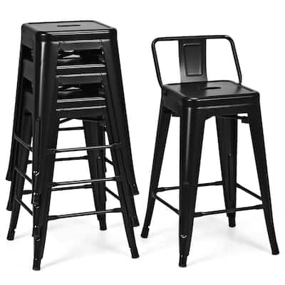 24" Set of 4 Low Back Metal Counter Stool Stools - 17" x 17"x 31" (L x W x H)