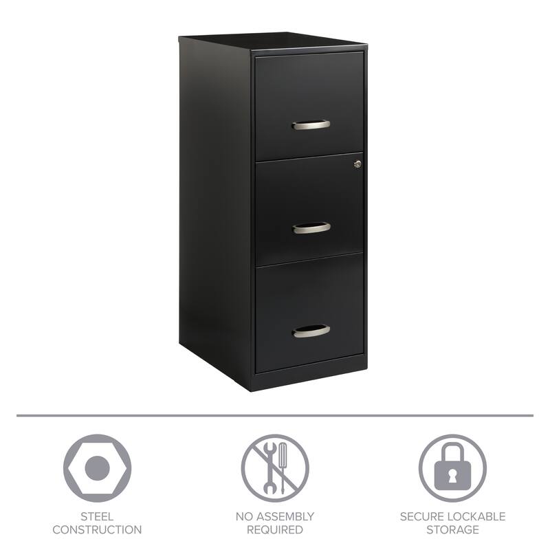 Space Solutions 3-drawer Black Steel File Cabinet