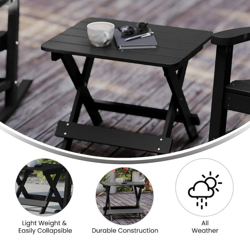 Commercial Grade All-Weather Portable Folding Adirondack Side Table