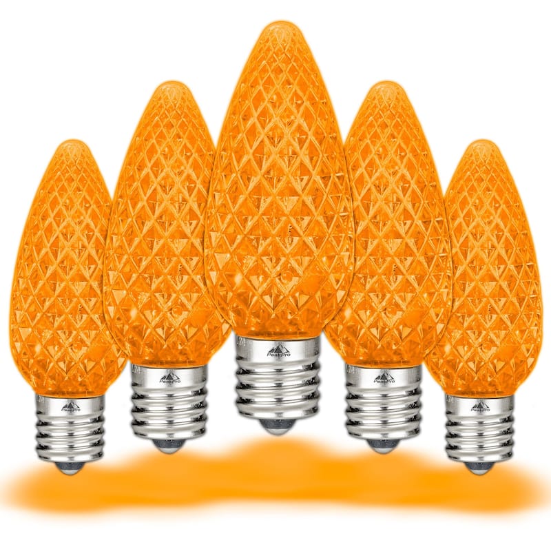 25 Pack C9 LED Outdoor Christmas Replacement Bulbs, C9/E17 Base - Orange