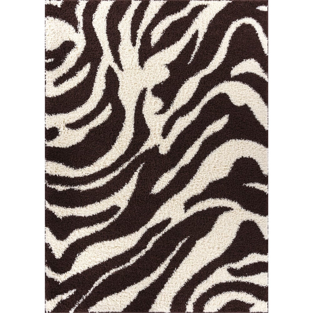 Well Woven Madison Shag Safari Zebra Animal Print Shag Area Rug