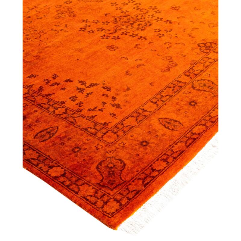Overdyed One-of-a-Kind Hand-Knotted Area Rug - Orange - 4' 7" x 7' 2"