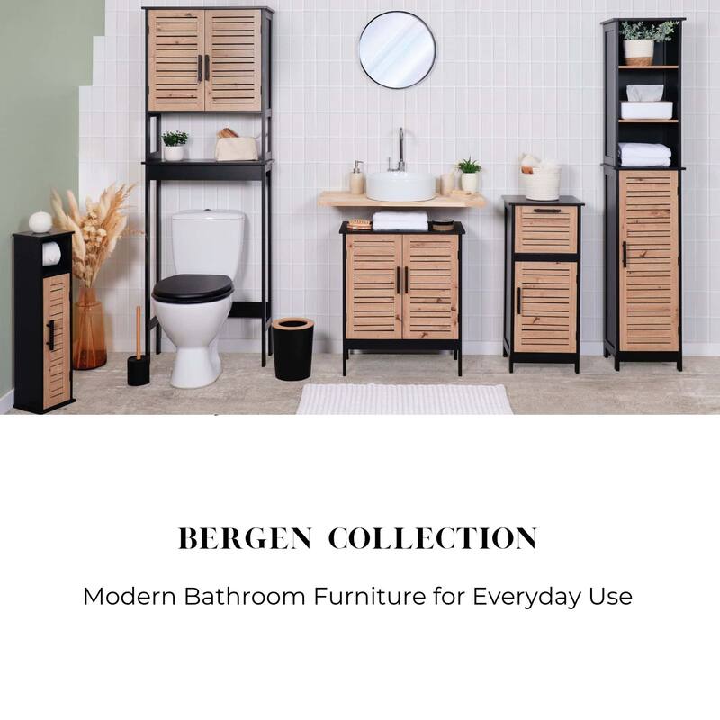 Under Sink Cabinet with U-Shaped Cut-Out, Double Vented Doors - 24"L x 11.8"D x 27.9"H