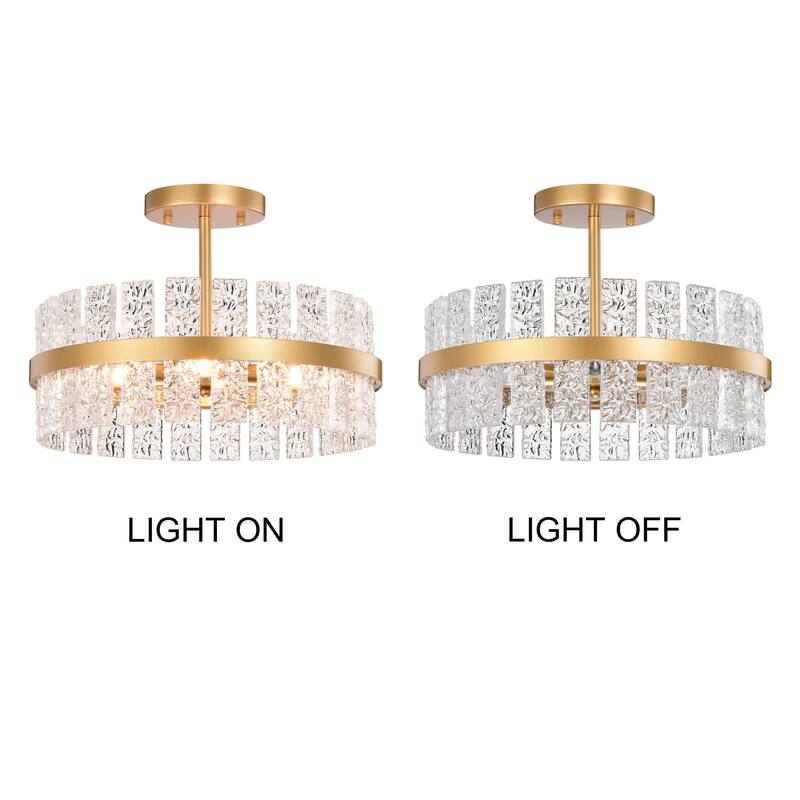 Casandra 4-light Drum Glass Strip Flush Mount
