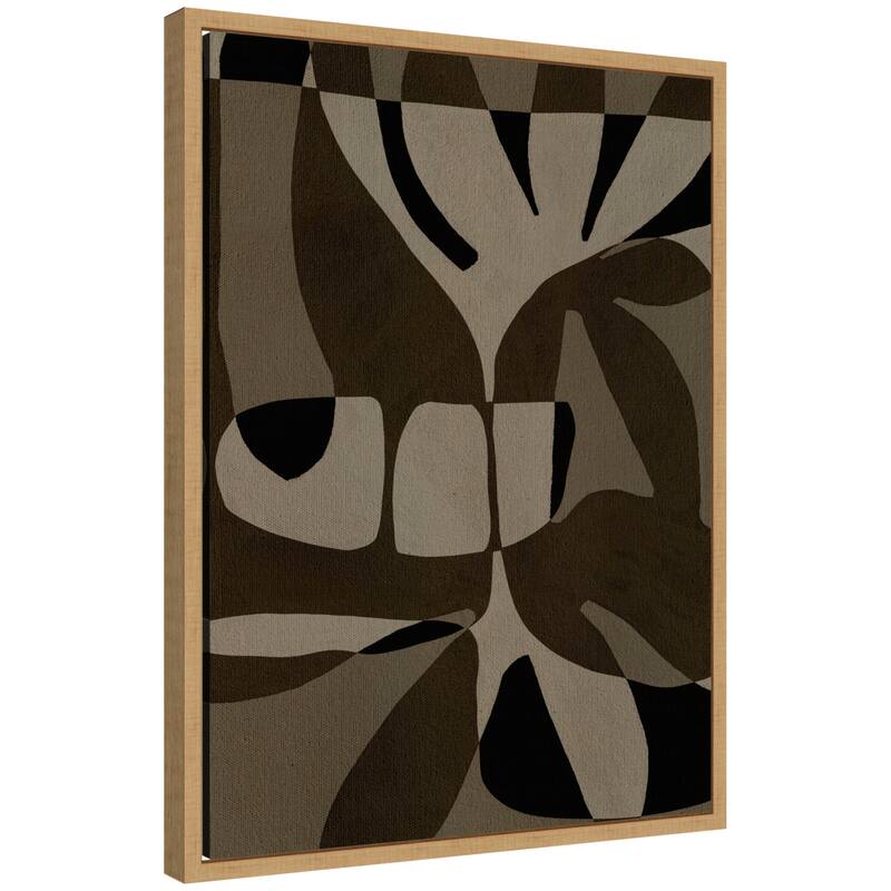 Kate and Laurel Sylvie Contour 2 Framed Canvas by Shatha Al Dafai - 18x24 - Brown