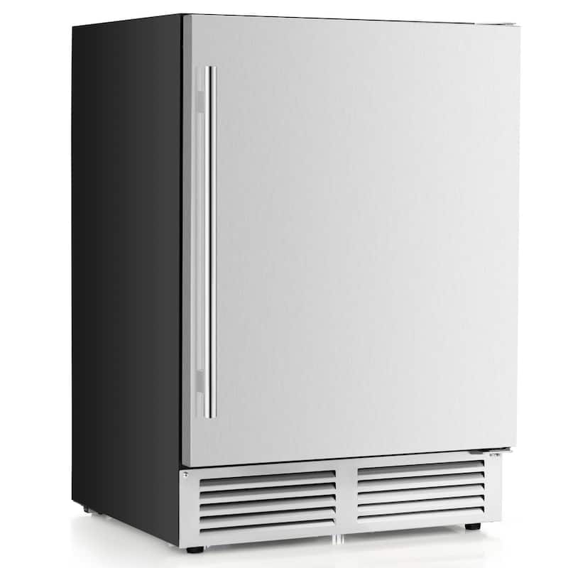 Costway 24" Beverage Refrigerator with Removable Shelves & Adjustable - See Details - Silver + Black - See Details
