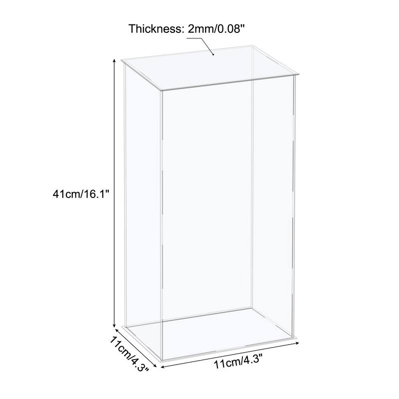 Acrylic Display Case Plastic Cube Storage Box Clear Assemble Showcase - 4.3x4.3x16.1 Inch