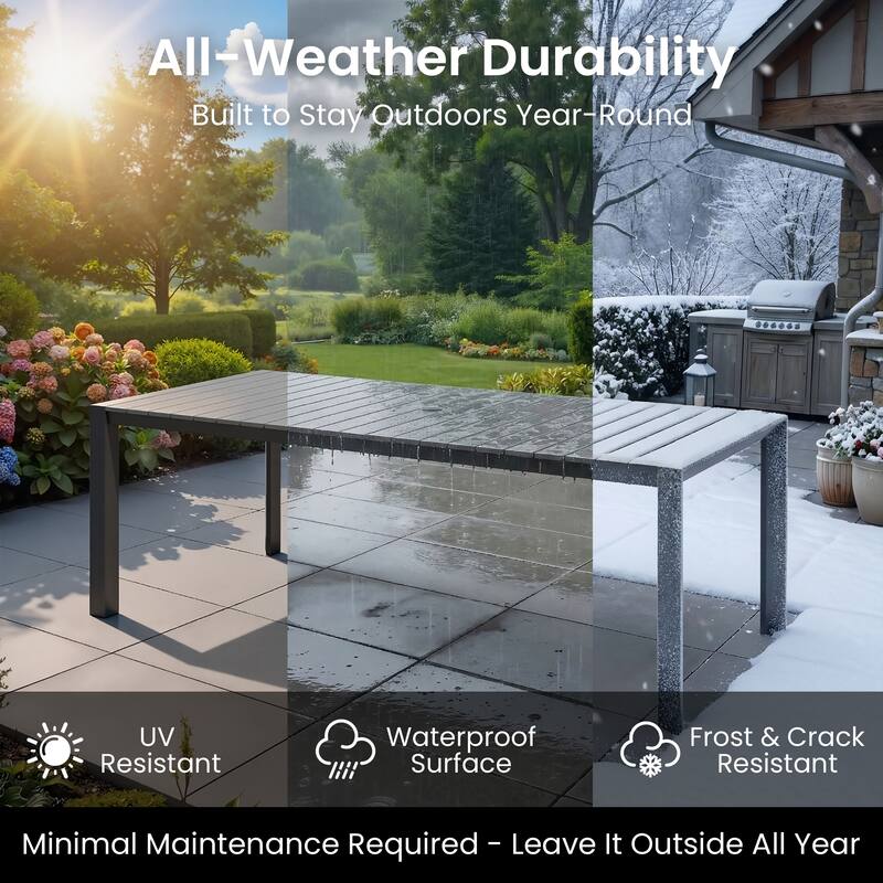 7/9/11-Piece Patio Dining Set Outdoor Aluminum Rectangle Dining Table and Stackable Chairs