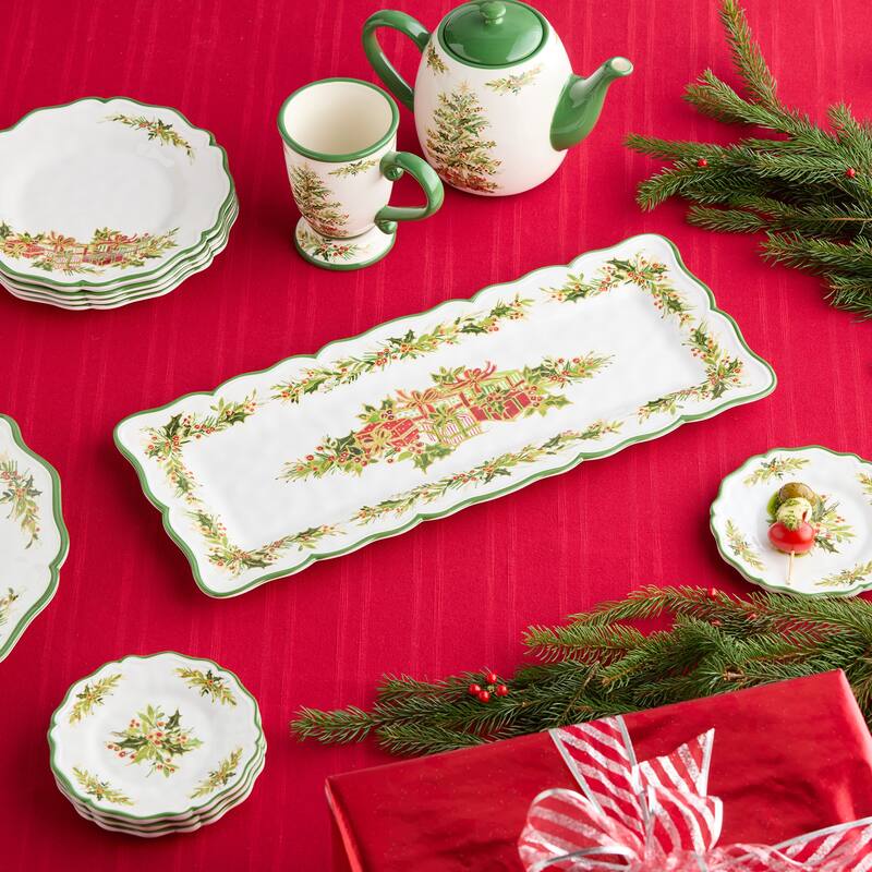 Certified International Holly Tree Melamine 2pc Appetizer Set