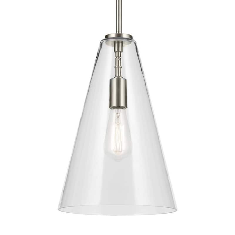 Kichler 42199 Everly 11" Wide Pendant - Brushed Nickel / Clear
