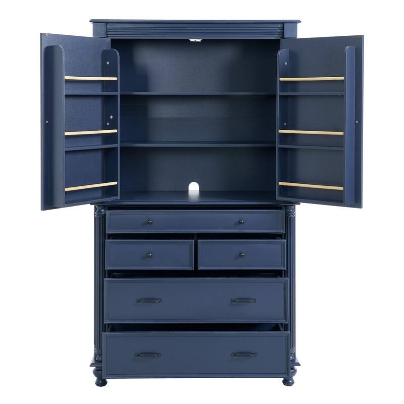 Farmhouse 77.3" Tall Kitchen Pantry Cabinet with 5 Drawers, 6 Door Shelves, 2 Adjustable Shelves