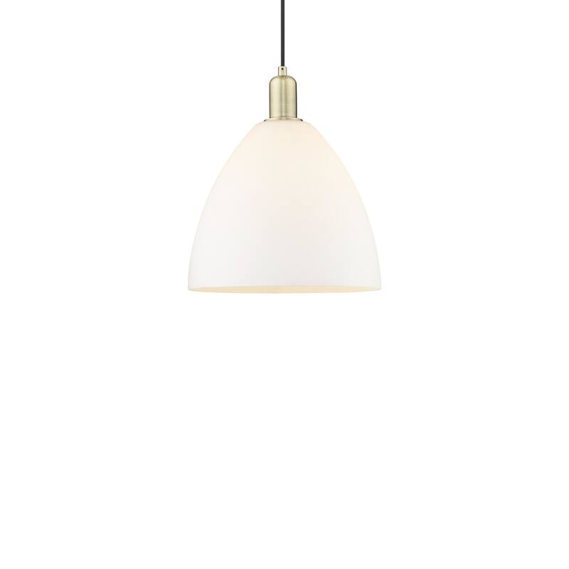 Innovations Lighting 716-1P-14-12 Bristol Pendant Bristol 12" Wide - Antique Brass / Matte White