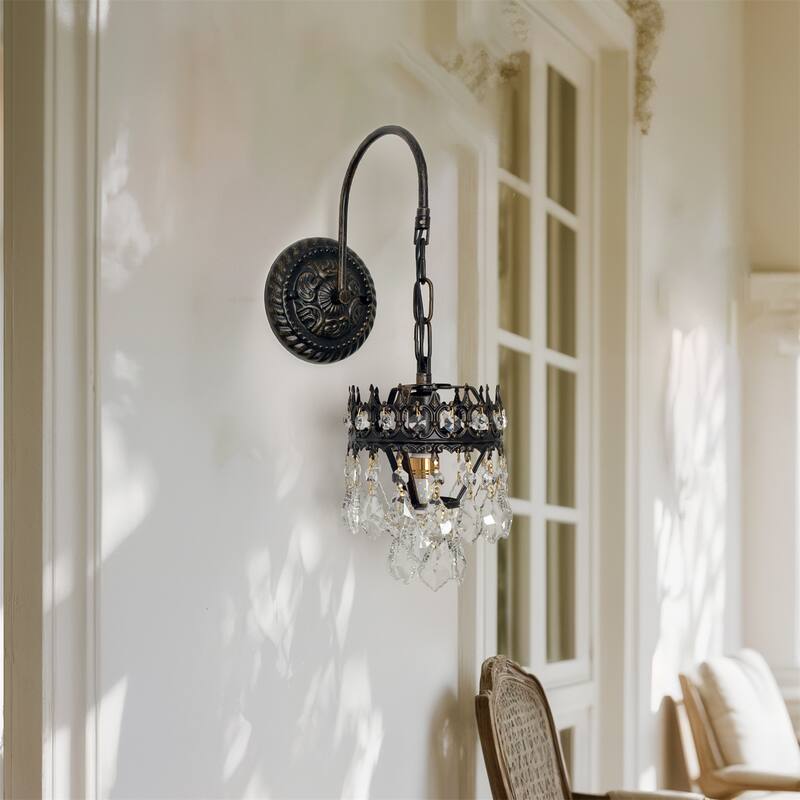 Vintage Crystals Wall Lighting Sconce Lamp with Clear Crystals