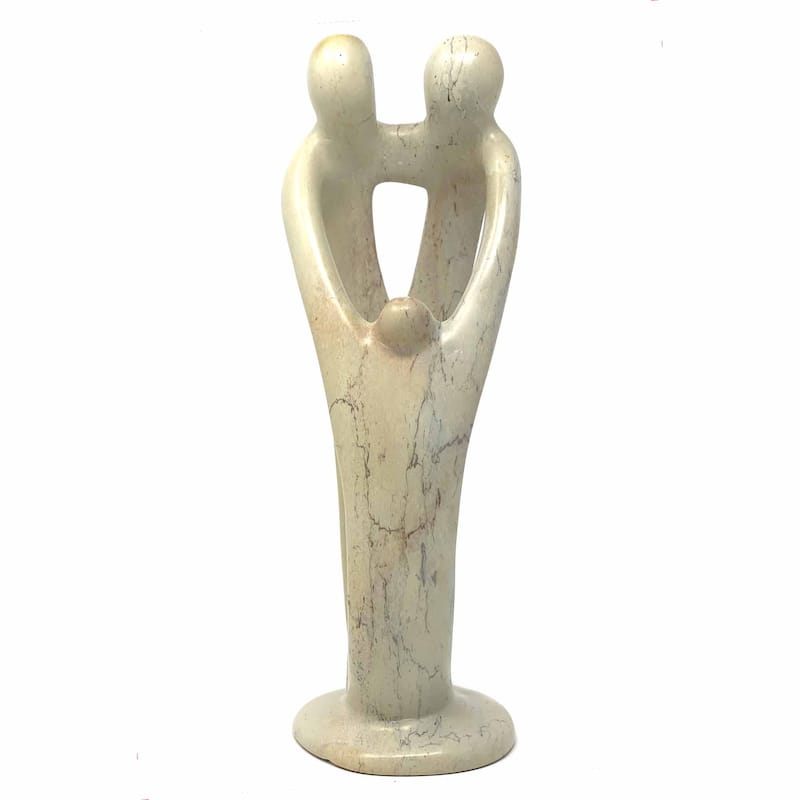 Soapstone Family Sculpture: Natural Stone - 2 Parents 1 Children