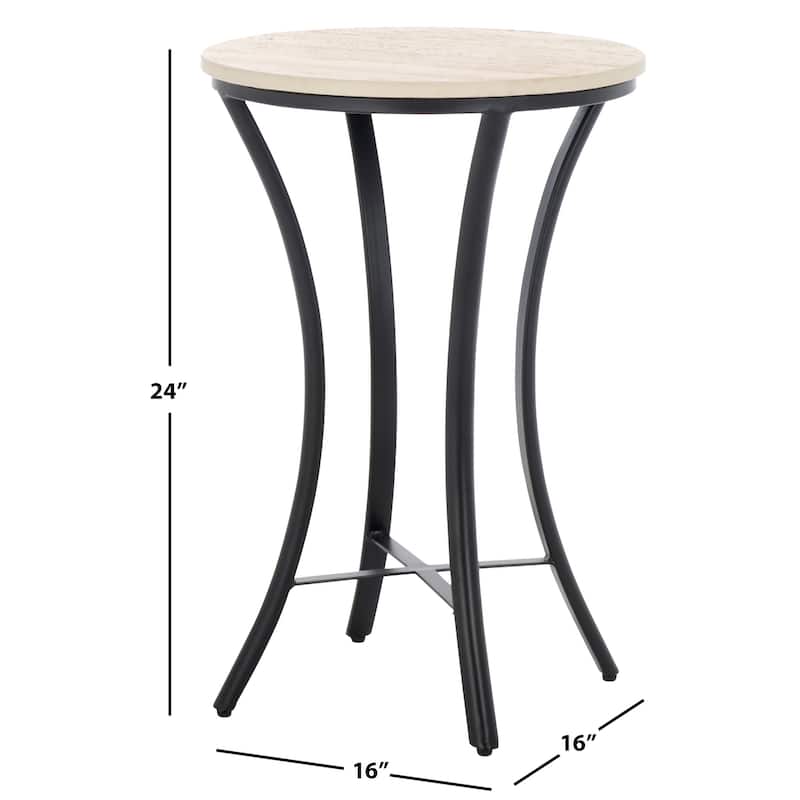 SAFAVIEH Home Saxony Travertine Side Table - 16"W x 16"D x 24"H