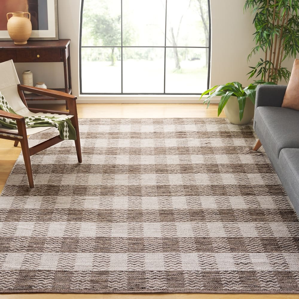 SAFAVIEH Handmade Flatweave Kilim Lyubov Checkered Wool Rug