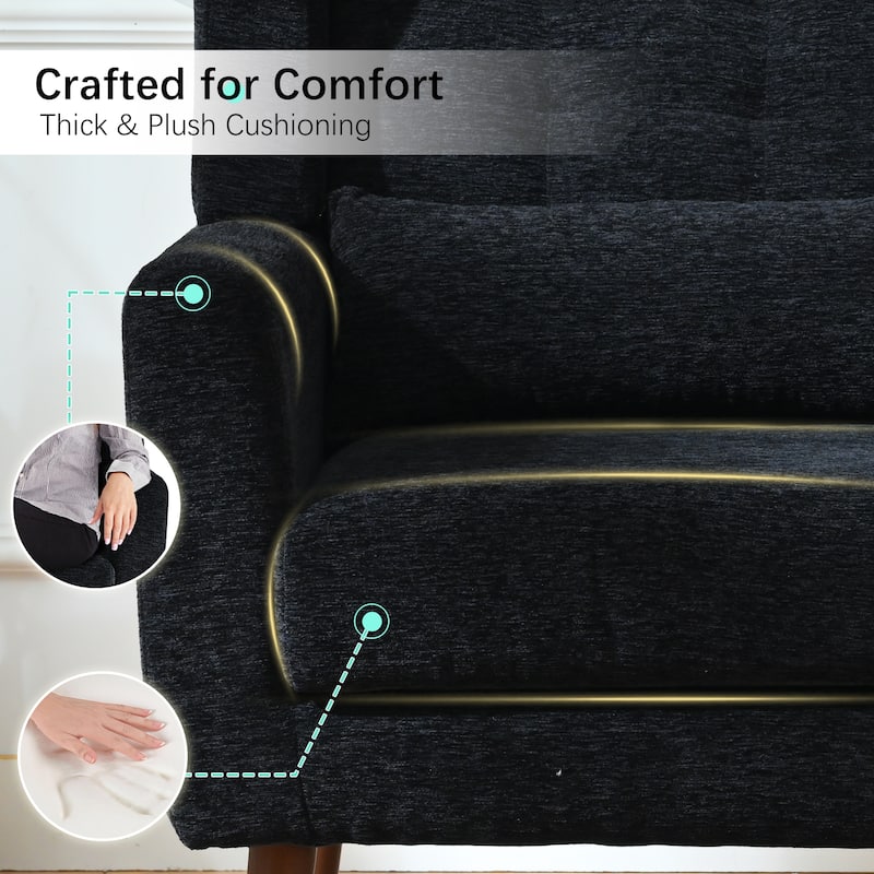 Modern Accent Chair,Chenille Living Room Lounge Chair / Throw Pillow,Comfy Reading Chair,Mid Century Living Room Chair