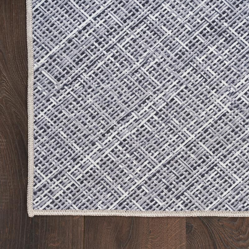 Nourison Washables Indoor only Grey Abstract Area Rug