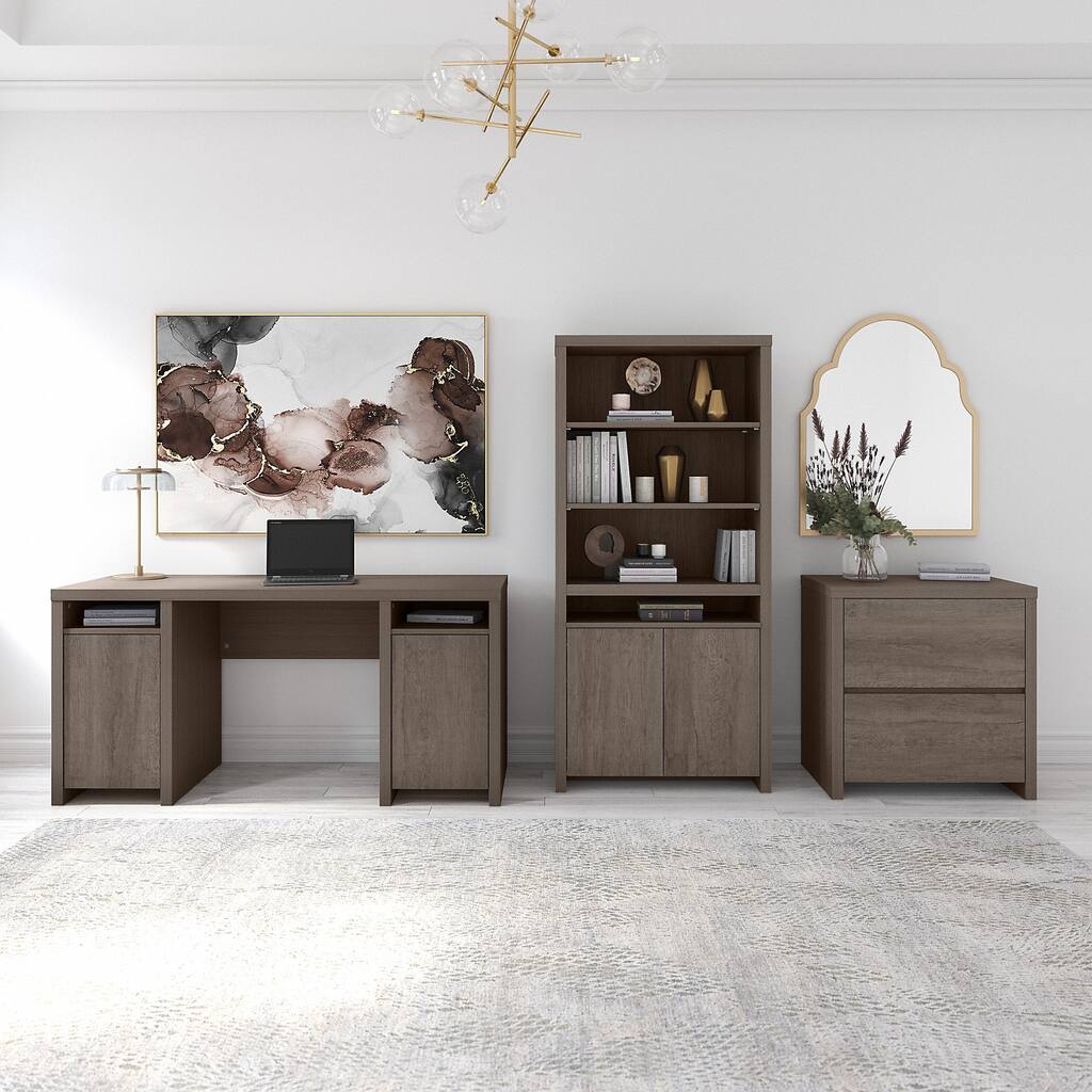 Bristol Computer Desk with File Cabinet and Bookcase by Bush Furniture